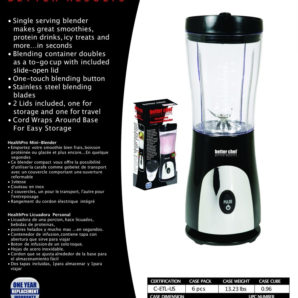 Better Chef HealthPro Personal Blender IM-632B